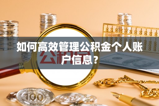 鹰潭如何高效管理公积金个人账户信息？